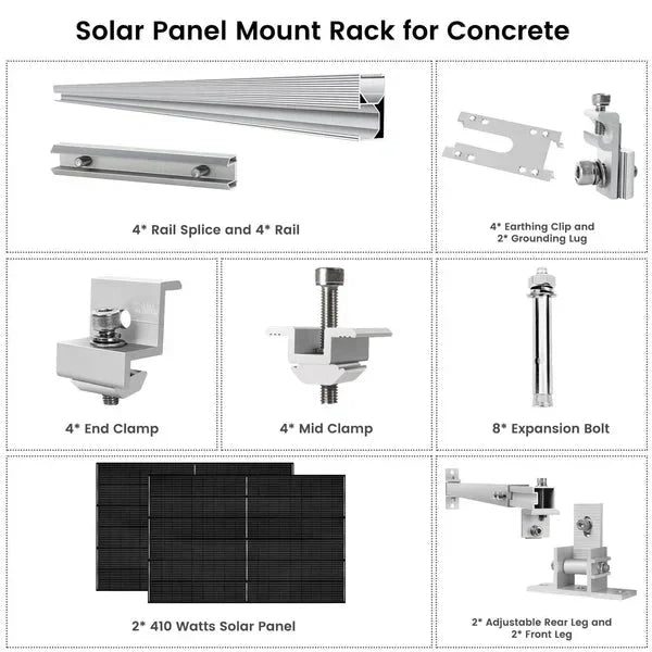 Natures Generator 2 x 410 Watt Monocrystalline Solar Panel With Solar Panel Mount Rack