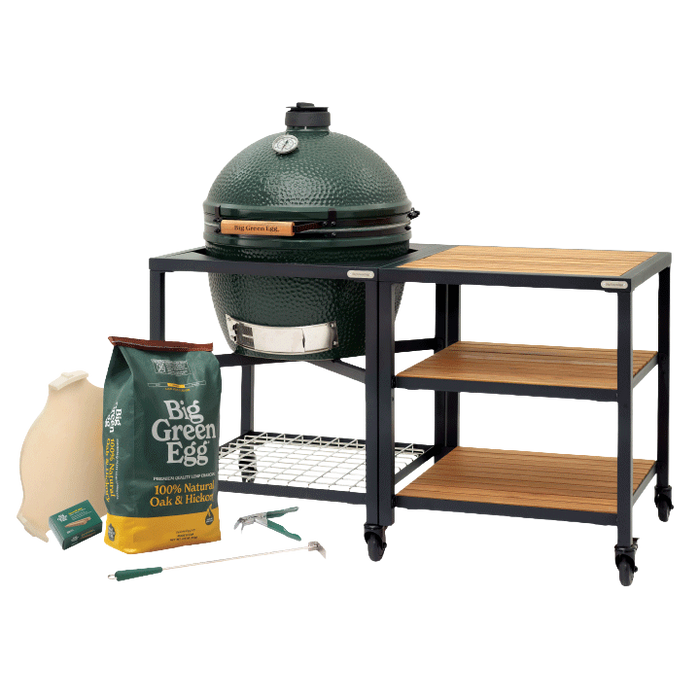 XL Big Green Egg in Modular Nest with Expansion and 3 Acacia Inserts Package