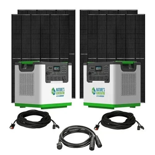 Natures Generator 2 x Lithium 3600 Solar Generator With 4 x 410W Monocrystalline Solar Panel