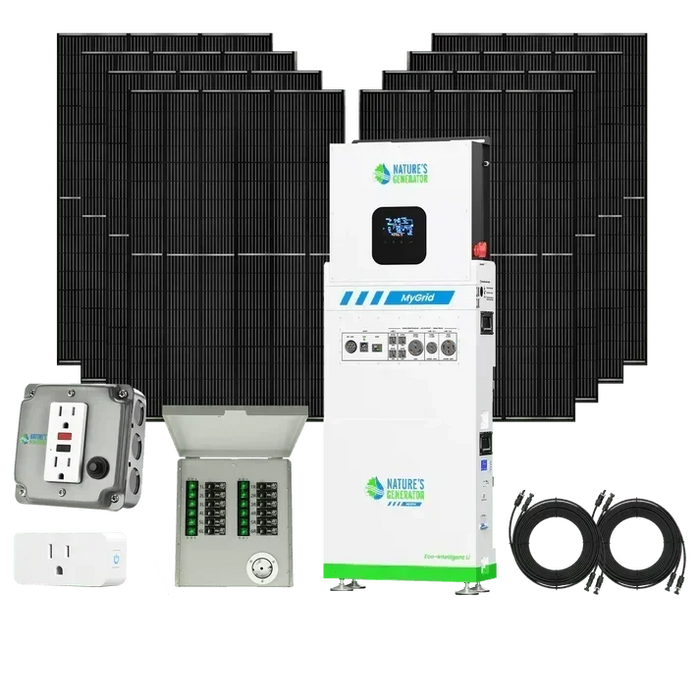 Natures Generator MyGrid 10k + 8 x 410W Rigid Panels + 50A Manual Transfer Switch + GFCI Box + Smart Plug
