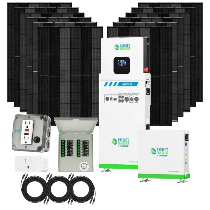 Natures Generator MyGrid 10k + Solar Battery + 12 x 410W Rigid Solar Panels + 50A Manual Transfer Switch + GFCI Box + Smart Plug